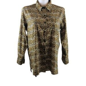 𝅺denim & Co 1X Stretch Leopard Printed Moleskin Big Shirt